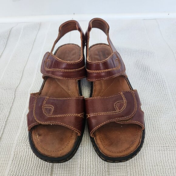 Josef Seibel Sandals Womens 39 /8  Slingback Strappy Brown Leather Open Toe - Picture 4 of 11